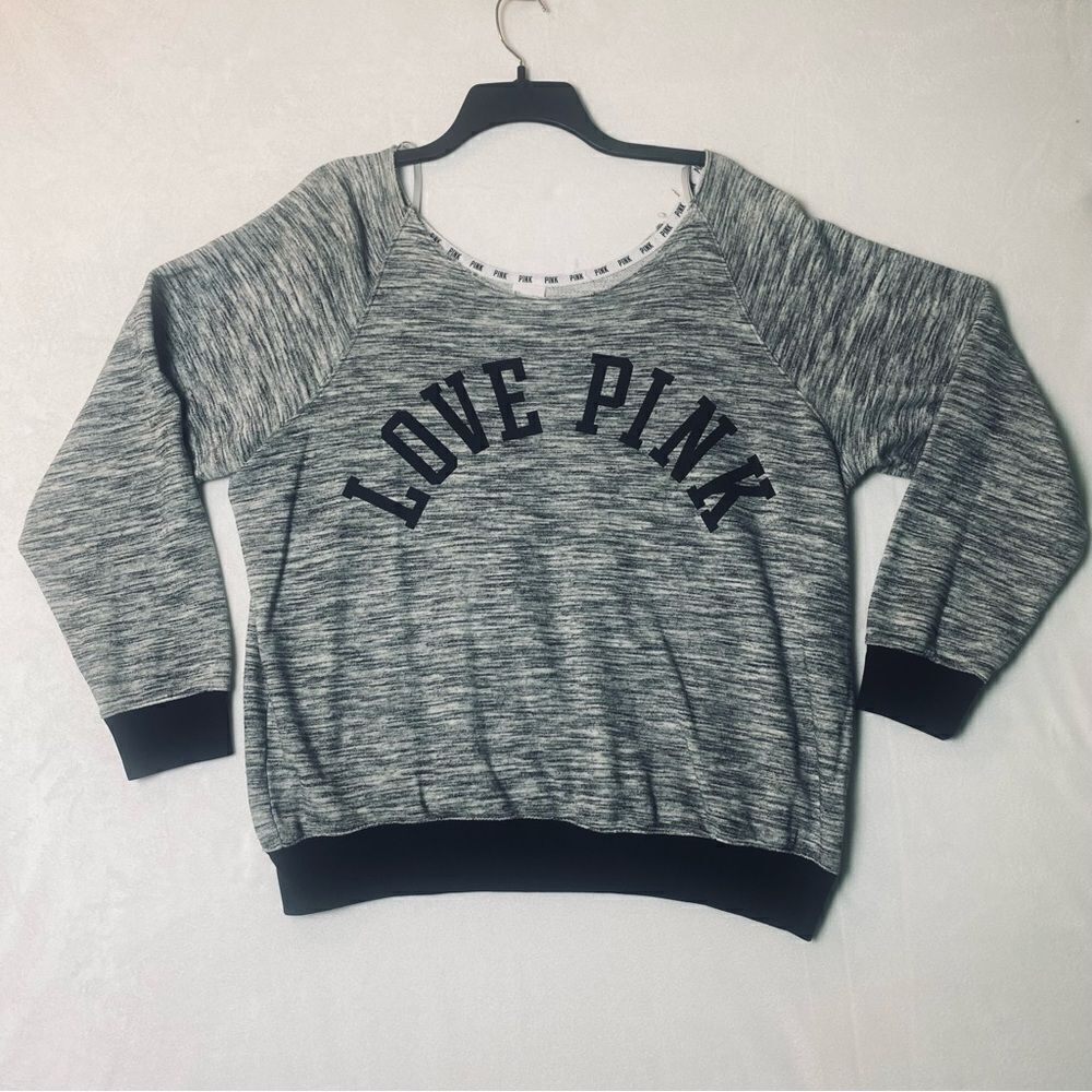 Pink Victoria's Secret Heather Gray Long Sleeve Sweatshirt Size Large